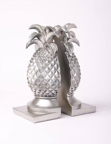HAUCOZE Decorative Book Ends Pineapple Statue Modern Sculpture Arts Table Centerpiece Crafts Polyresin Silver Gifts 10.2inch in Kuwait
