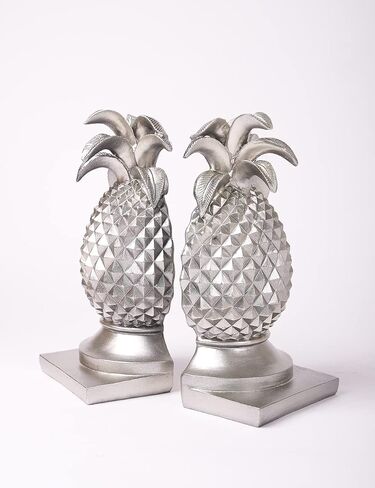 HAUCOZE Decorative Book Ends Pineapple Statue Modern Sculpture Arts Table Centerpiece Crafts Polyresin Silver Gifts 10.2inch in Kuwait