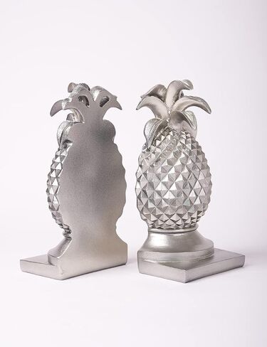 HAUCOZE Decorative Book Ends Pineapple Statue Modern Sculpture Arts Table Centerpiece Crafts Polyresin Silver Gifts 10.2inch in Kuwait