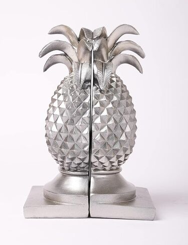 HAUCOZE Decorative Book Ends Pineapple Statue Modern Sculpture Arts Table Centerpiece Crafts Polyresin Silver Gifts 10.2inch in Kuwait