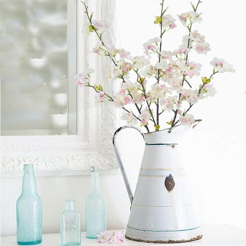 CITYES 3 Pcs Artificial Cherry Blossom Flowers Pink Faux Cherry Blossom Branches Silk Peach Flowers Bulk Spring Branches Arrangement Cherry Flowers Stems for Outdoor Indoor Wedding Table Vase Decor in Kuwait