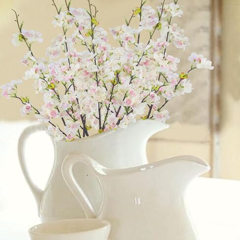 CITYES 3 Pcs Artificial Cherry Blossom Flowers Pink Faux Cherry Blossom Branches Silk Peach Flowers Bulk Spring Branches Arrangement Cherry Flowers Stems for Outdoor Indoor Wedding Table Vase Decor in Kuwait