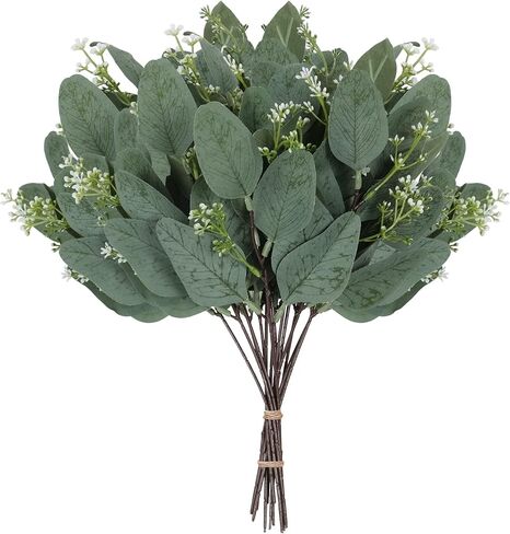 TENDER EPOCH 20 Pcs Eucalyptus Leaves Stems Bulk Artificial Greenery Stems Faux Seeded Eucalyptus Leaves Branches for Vase Bouquets Floral Arrangement Wreath Wedding Greenery Decoration in Saudi Arabia