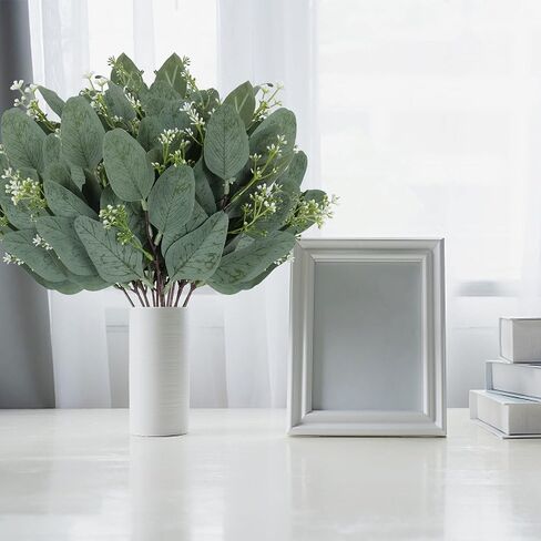 TENDER EPOCH 20 Pcs Eucalyptus Leaves Stems Bulk Artificial Greenery Stems Faux Seeded Eucalyptus Leaves Branches for Vase Bouquets Floral Arrangement Wreath Wedding Greenery Decoration in Saudi Arabia