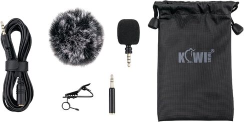 ميكروفون Lavalier ذو طية صدر السترة مع مقبس TRRS مقاس 3.5 مم إلى مقبس TRS مقاس 3.5 مم، وميكروفون مكثف أحادي الاتجاه بطول 6.6 قدم للبث المباشر، وتصوير الفيديو، واجتماعات التكبير/التصغير، ومشبك طوق على الميكروفون للهواتف الذكية والكمبيوتر المحمول والكاميرات in Kuwait