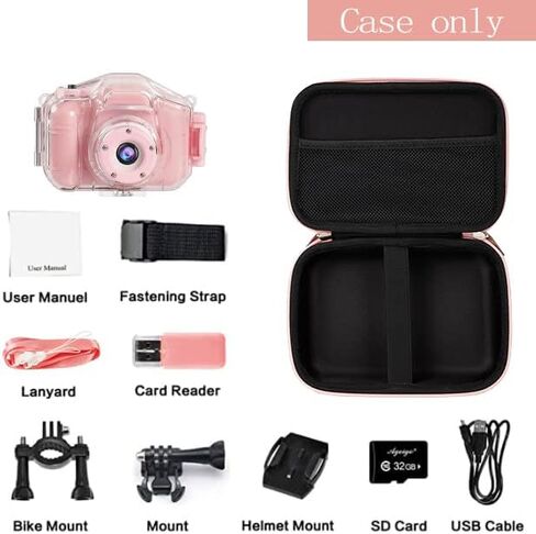 حافظة كاميرا Leayjeen متوافقة مع Agoigo/PROGRACE/Orlife/BRYSETEN والمزيد من الأطفال لعبة كاميرا فيديو رقمية مقاومة للماء - هدايا عيد ميلاد للفتيات والأولاد (الجراب فقط) - وردي in Kuwait