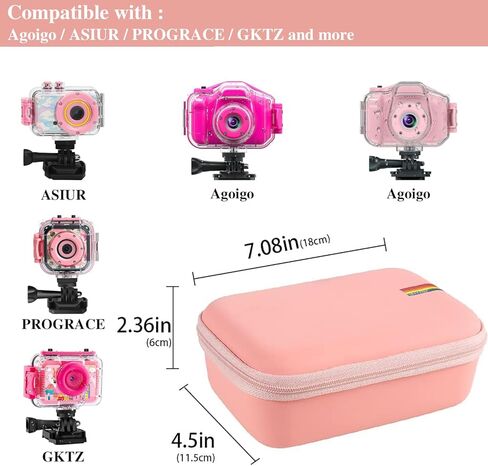 حافظة كاميرا Leayjeen متوافقة مع Agoigo/PROGRACE/Orlife/BRYSETEN والمزيد من الأطفال لعبة كاميرا فيديو رقمية مقاومة للماء - هدايا عيد ميلاد للفتيات والأولاد (الجراب فقط) - وردي in Kuwait