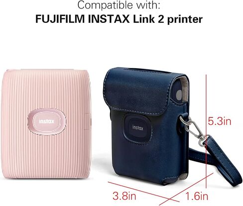 Mini Link 2 Printer Case, PU Leather Mini Printer Case Bag for Fujifilm Instax Mini Link 2 Bag Cover with Adjustable Shoulder Strap in Saudi Arabia