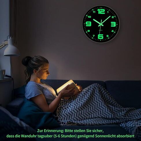 NESIFEE 12 Inch Glow in The Dark Wall Clock,Night Light Wall Clock,Silent Non-Ticking, Battery Operated Wall Clocks for Living Room Kitchen Office Bedroom in Kuwait