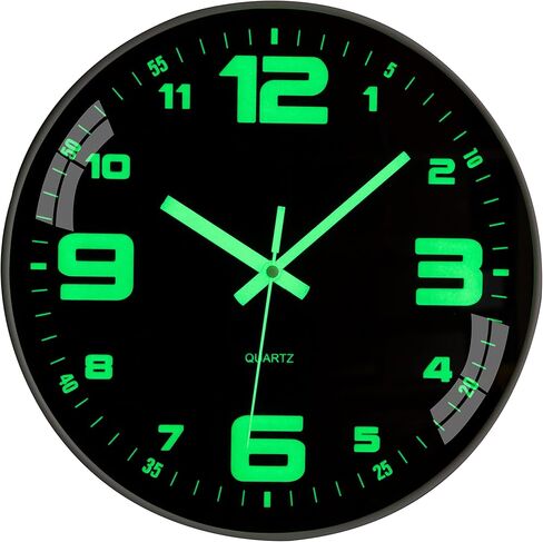 NESIFEE 12 Inch Glow in The Dark Wall Clock,Night Light Wall Clock,Silent Non-Ticking, Battery Operated Wall Clocks for Living Room Kitchen Office Bedroom in Kuwait
