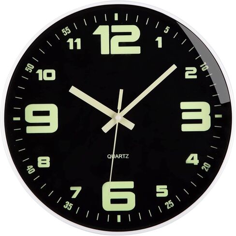 NESIFEE 12 Inch Glow in The Dark Wall Clock,Night Light Wall Clock,Silent Non-Ticking, Battery Operated Wall Clocks for Living Room Kitchen Office Bedroom in Kuwait