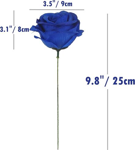 Artificial Flowers 50PCS Silk Rose with Wire Stem Real-Touch Fake Rose for DIY Wedding Décor Bride&Bridesmaid Bouquets Home Office Baby Shower Party Prom Centerpieces Arch Garland(Blue) in Saudi Arabia