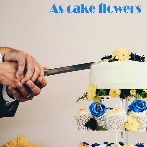 Artificial Flowers 50PCS Silk Rose with Wire Stem Real-Touch Fake Rose for DIY Wedding Décor Bride&Bridesmaid Bouquets Home Office Baby Shower Party Prom Centerpieces Arch Garland(Blue) in Saudi Arabia
