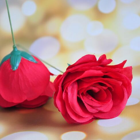 Artificial Flowers 50PCS Silk Rose with Wire Stem Real-Touch Fake Rose for DIY Wedding Décor Bride&Bridesmaid Bouquets Home Office Baby Shower Party Prom Centerpieces Arch Garland(Blue) in Saudi Arabia