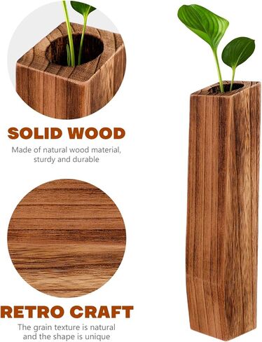 BESPORTBLE Wooden VASES, Tall Bud Vase Wood Flower Vase Leakproof Handmade Plant Pots Decorative Flowerpot Arranging Bouquets, Connected Tube, Small Caliber in Saudi Arabia