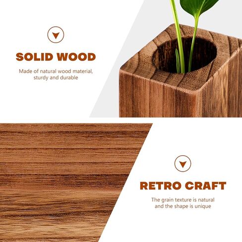 BESPORTBLE Wooden VASES, Tall Bud Vase Wood Flower Vase Leakproof Handmade Plant Pots Decorative Flowerpot Arranging Bouquets, Connected Tube, Small Caliber in Saudi Arabia