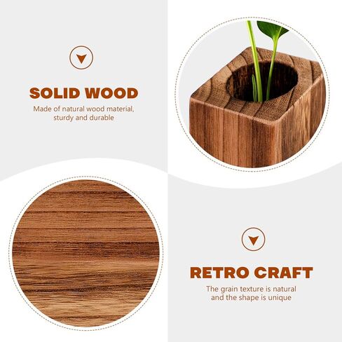 BESPORTBLE Wooden VASES, Tall Bud Vase Wood Flower Vase Leakproof Handmade Plant Pots Decorative Flowerpot Arranging Bouquets, Connected Tube, Small Caliber in Saudi Arabia