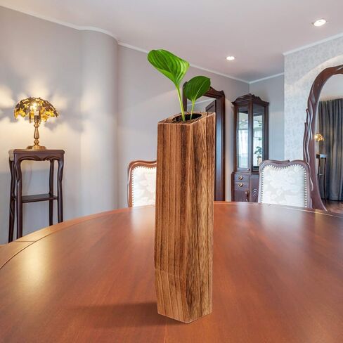 BESPORTBLE Wooden VASES, Tall Bud Vase Wood Flower Vase Leakproof Handmade Plant Pots Decorative Flowerpot Arranging Bouquets, Connected Tube, Small Caliber in Saudi Arabia