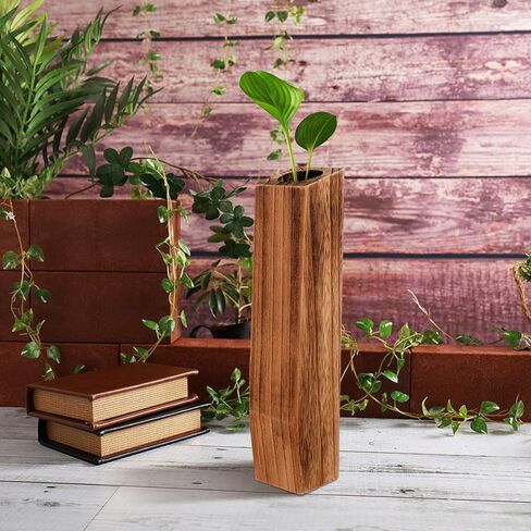 BESPORTBLE Wooden VASES, Tall Bud Vase Wood Flower Vase Leakproof Handmade Plant Pots Decorative Flowerpot Arranging Bouquets, Connected Tube, Small Caliber in Saudi Arabia