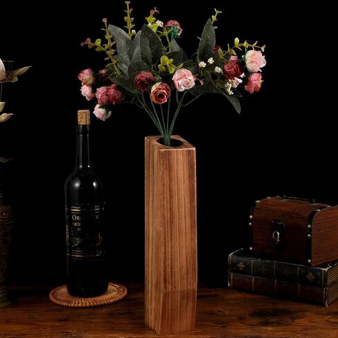 BESPORTBLE Wooden VASES, Tall Bud Vase Wood Flower Vase Leakproof Handmade Plant Pots Decorative Flowerpot Arranging Bouquets, Connected Tube, Small Caliber in Saudi Arabia
