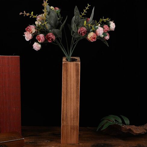 BESPORTBLE Wooden VASES, Tall Bud Vase Wood Flower Vase Leakproof Handmade Plant Pots Decorative Flowerpot Arranging Bouquets, Connected Tube, Small Caliber in Saudi Arabia