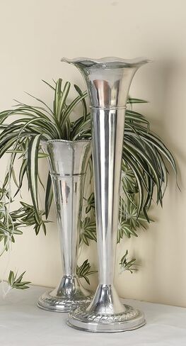 The Novogratz Aluminum Flute Shaped Vase, 8" x 8" x 22", Silver in Kuwait