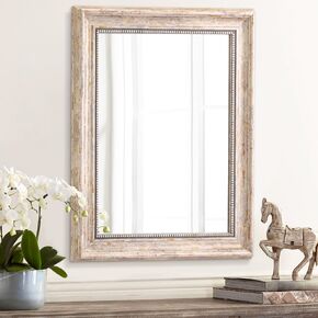 مرايا aazzkang للجدار مرآة مشطوفة ريفية كبيرة مع مرآة معلقة مزخرفة بإطار خشبي لغرفة نوم المزرعة والحمام ديكور جدار المنزل مستطيل in Kuwait