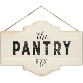 The Pantry Rustic Wood Hanging Wall Decor - Vintage Farmhouse Sign for Kitchen or Dining Room