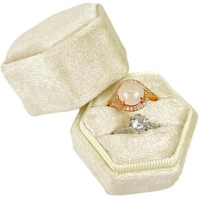 صندوق خاتم مخملي سداسي من HZMM بفتحتين، صندوق حلقي لحفلات الزفاف، مع غطاء قابل للفصل، صندوق حلقي سداسي بفتحات مزدوجة لحفلات الزفاف، علبة حلقية لحفلات الزفاف، صور مقترحة للخطوبة، وردي in Kuwait