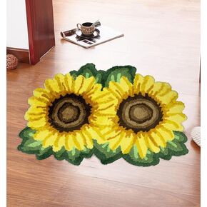 USTIDE Ultra Soft Sunflower Rug, Fluffy Large Flower Runner for Bedroom Living Room Bedside Handmade Rug Washable Floral Bath Mat (33.5''X47.2'') in Kuwait
