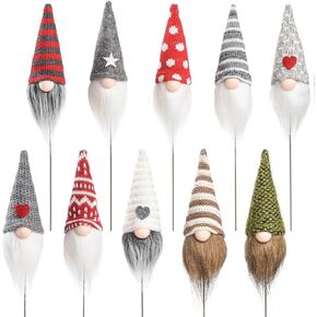 funoasis 10pcs داخلي زهرة صغيرة حصص السرير الزخرفية، زهرة وعاء التماثيل الزخرفية أفخم عيد الميلاد جنوم علامات عطلة حزب طاولة الطعام رف المطبخ ديكور الخبز in Kuwait