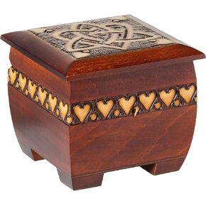 صدر خشبي على شكل بومة من Artisan صناعة يدوية على شكل قلب مقاس 5 بوصات، بما في ذلك القفل والمفاتيح، مع داخلي أحمر، مثالي لحفظ الأشياء والمنتجات الخاصة in Saudi Arabia