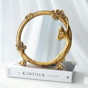 Gold Decorative Wall Mirror Tabletop Makeup Mirror- Art Wall Mirror for Living Room Entryway Hotel in Kuwait