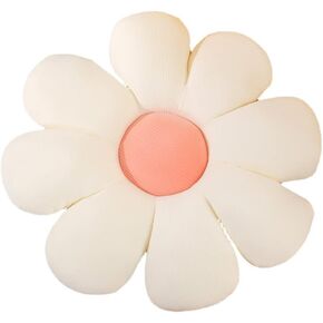 NatureMan Flower Floor Pillow Daisy Flower Shape Cushion Cute Seating Pad Plush Chair Cushion Throw Pillow Home Decoration for Girls Women a Reading, Bed Room, or Watching TV (White Yellow Heart)