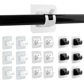 15Pcs No Drill Curtain Rod Brackets,Adhesive Curtain Rod Holder,2.36x2.36Inch Square ABS Wall Door Mounted Adjustable Strong Adhesive Curtain Rod Hook for Bathroom Kitchen Hotel in Kuwait
