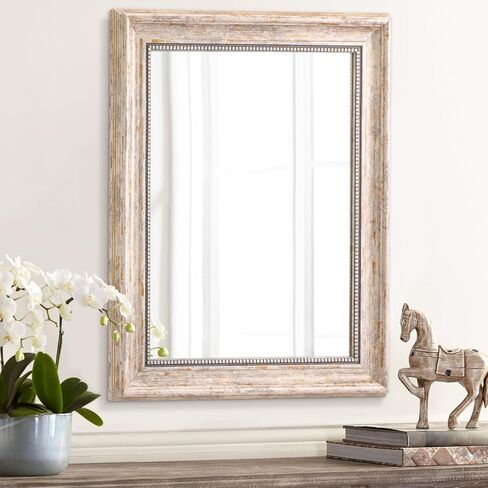 AAZZKANG Mirrors for Wall Large Rustic Beveled Mirror with Wood Framed Decorative Hanging Mirror for Farmhouse Bedroom Bathroom Home Wall Decor Rectangle in Kuwait