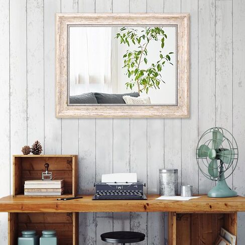 AAZZKANG Mirrors for Wall Large Rustic Beveled Mirror with Wood Framed Decorative Hanging Mirror for Farmhouse Bedroom Bathroom Home Wall Decor Rectangle in Kuwait