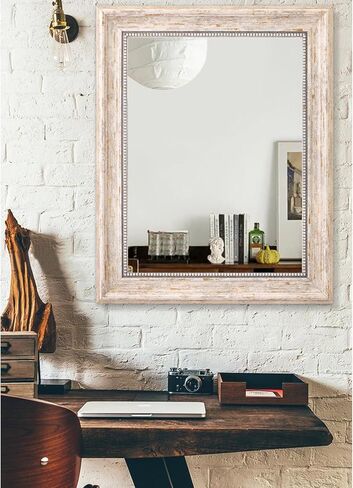 AAZZKANG Mirrors for Wall Large Rustic Beveled Mirror with Wood Framed Decorative Hanging Mirror for Farmhouse Bedroom Bathroom Home Wall Decor Rectangle in Kuwait