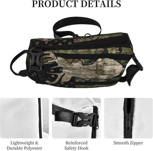 Camo Fanny Pack Camouflage sling Tool Bag Hunting Tactical Army American Flag Backpack Chest Shoulder Bag Travel Crossbody Daypack Hiking Gym Daily for Women Men in Kuwait