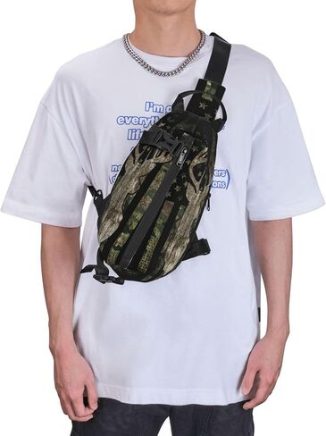 Camo Fanny Pack Camouflage sling Tool Bag Hunting Tactical Army American Flag Backpack Chest Shoulder Bag Travel Crossbody Daypack Hiking Gym Daily for Women Men in Kuwait