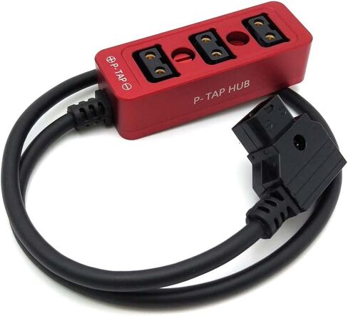 Metal Triple P-TAP D-tap V-Mount Power Splitter, D-tap to 3ports D-tap P-tap Splitter, Dtap Three-Way Splitter Battery hub (Red 3-port 60cm) in Saudi Arabia