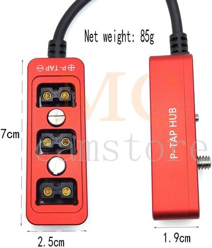 Metal Triple P-TAP D-tap V-Mount Power Splitter, D-tap to 3ports D-tap P-tap Splitter, Dtap Three-Way Splitter Battery hub (Red 3-port 60cm) in Saudi Arabia