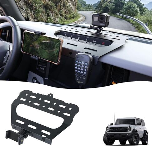 JROAD Bronco حامل هاتف على لوحة القيادة لملحقات Ford Bronco 2021 2022 2023,360 درجة حامل هاتف قابل للتعديل، حامل جهاز الاتصال اللاسلكي، حامل GoPro in Kuwait