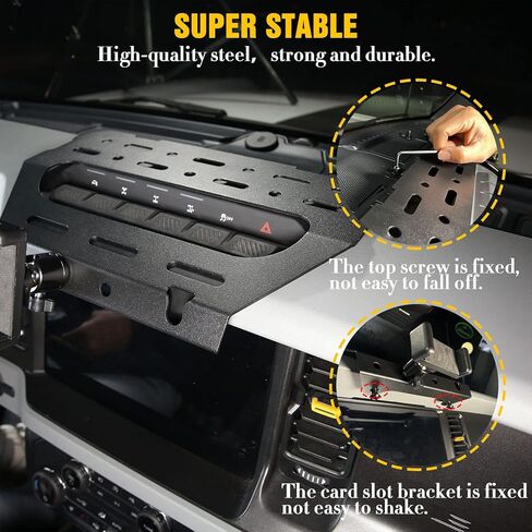 JROAD Bronco حامل هاتف على لوحة القيادة لملحقات Ford Bronco 2021 2022 2023,360 درجة حامل هاتف قابل للتعديل، حامل جهاز الاتصال اللاسلكي، حامل GoPro in Kuwait