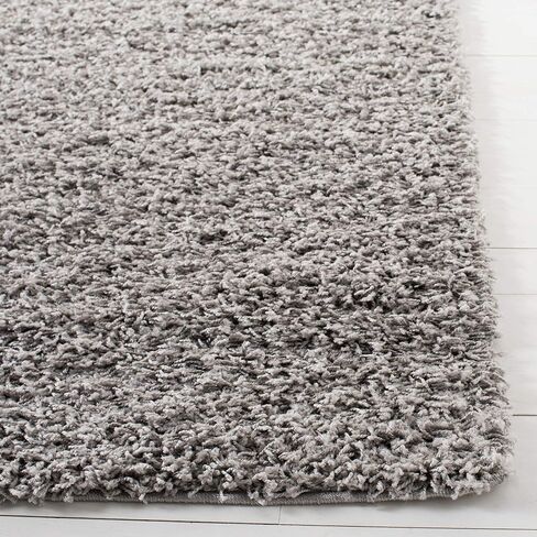 SAFAVIEH Athens Shag Collection Area Rug - 8' x 10', Light Grey, Non-Shedding & Easy Care, 1.5-inch Thick Ideal for High Traffic Areas in Living Room, Bedroom (SGA119F) in Saudi Arabia