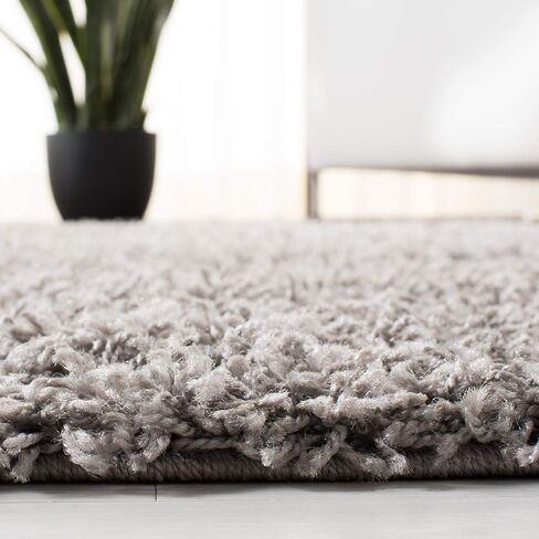 SAFAVIEH Athens Shag Collection Area Rug - 8' x 10', Light Grey, Non-Shedding & Easy Care, 1.5-inch Thick Ideal for High Traffic Areas in Living Room, Bedroom (SGA119F) in Saudi Arabia