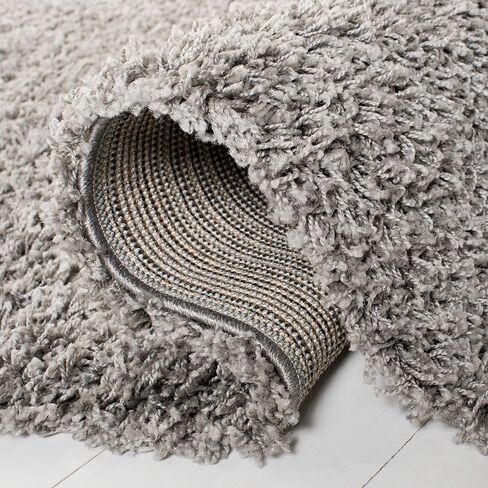 SAFAVIEH Athens Shag Collection Area Rug - 8' x 10', Light Grey, Non-Shedding & Easy Care, 1.5-inch Thick Ideal for High Traffic Areas in Living Room, Bedroom (SGA119F) in Saudi Arabia