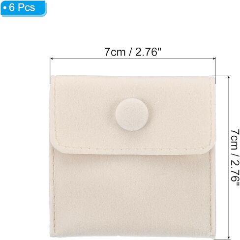 أكياس مجوهرات PATIKIL مقاس 7 × 7 سم مع زر كبس، 6 عبوات من أكياس المجوهرات المخملية للتخزين الناعم المحمول لقلادة وسوار وأقراط وخواتم بروش، بيج in Kuwait