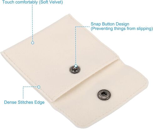 أكياس مجوهرات PATIKIL مقاس 7 × 7 سم مع زر كبس، 6 عبوات من أكياس المجوهرات المخملية للتخزين الناعم المحمول لقلادة وسوار وأقراط وخواتم بروش، بيج in Kuwait