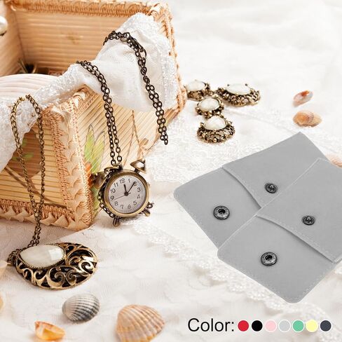 أكياس مجوهرات PATIKIL مقاس 7 × 7 سم مع زر كبس، 6 عبوات من أكياس المجوهرات المخملية للتخزين الناعم المحمول لقلادة وسوار وأقراط وخواتم بروش، بيج in Kuwait